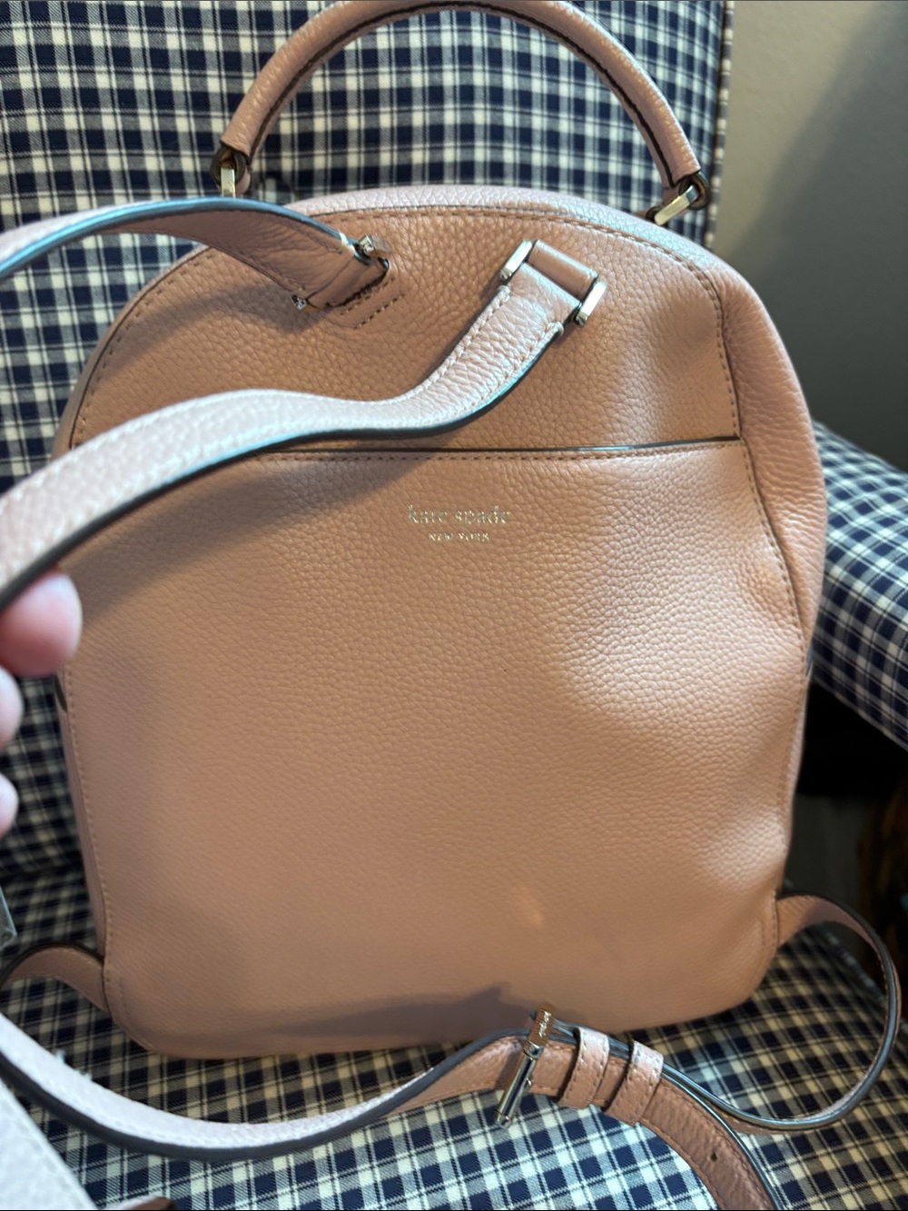 kate spade new York Polly  Pebbled pink Leather Backpack - Picture 4 of 14